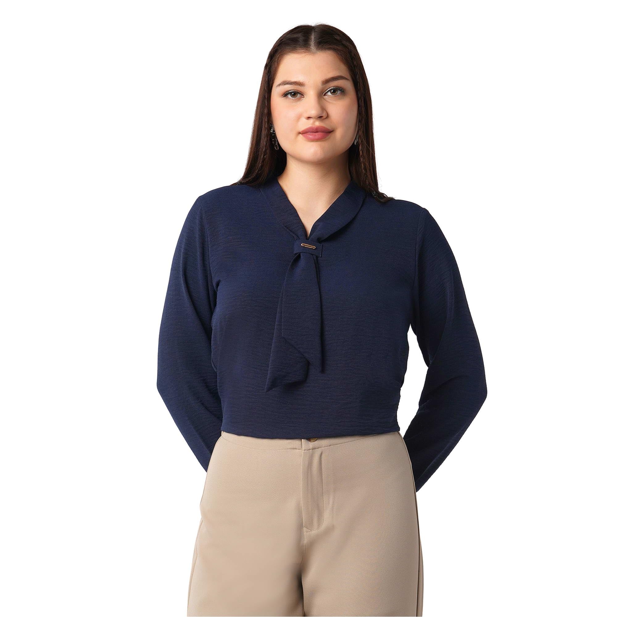 Women Cuffed Sleeves Vertical Stripes Chest Pocket High-Low Hem Oversized Workwear Shirt-image-0