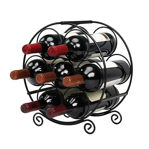 CSPone Weinregal Metall Schwarz Flaschenregal Wand Wine Rack Weinflaschenhalter Schrank Shelf Weinhalter WeinstäNder Klein 7 Flaschen