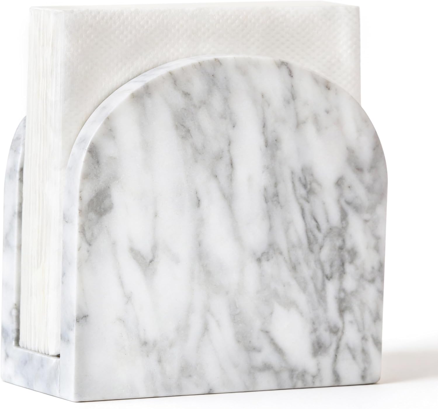 Marble Napkin Holder for Table, Upright Napkin Holders with Marble Unique Texture, Standing Napkin Dispenser for Kitchen Dining Room Counter Tops, Restaurant (Height 5.9")