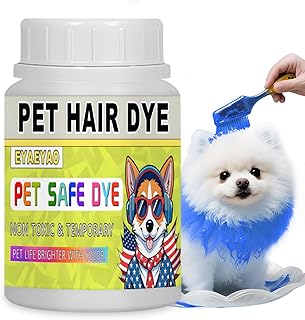 Eyaeyao Blue Dog Hair Dye, 3.5 Fl Oz (100 ml) Pet Safe Dye, Pet Grooming, Permanent Pet Hair Dye Stain, Safely Used, Dog G...