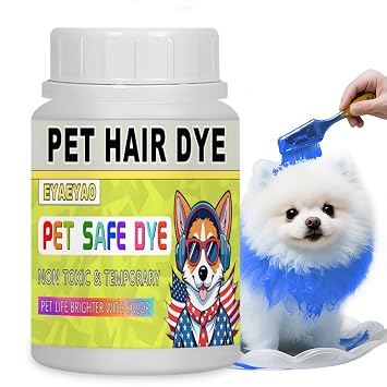 Blue Dog Hair Dye, 3.5 Fl Oz 100 ml Pet Safe Dye, Pet Grooming, Permanent Pet Hair Dye Stain, Safely Used, Dog Grooming, Pet Dye Bright Color for All Pets Fur Dye Blue, 3.5 Fl Oz