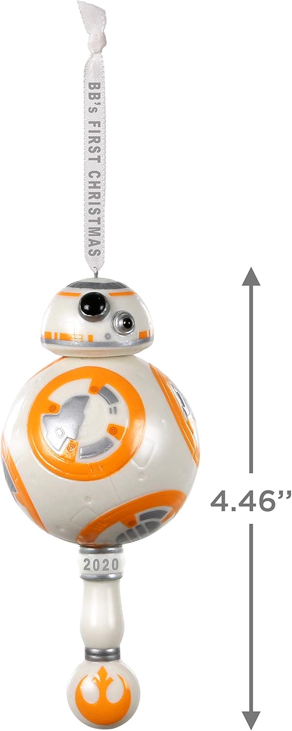 Hallmark Keepsake Ornament 2020 Year-Dated, Star Wars BB-8 Baby's First Christmas, Porcelain with Rattle