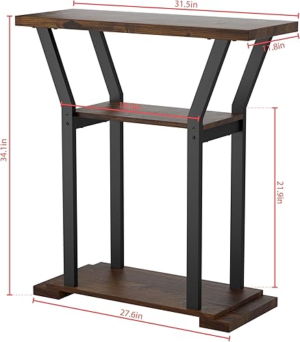 Miniatura 3 de EYOCAL Mesa de consola de 3 niveles, mesa de sofá de entrada estrecha industrial para sala de estar, oficina, vestíbulo, pasillo, entrada, mesa