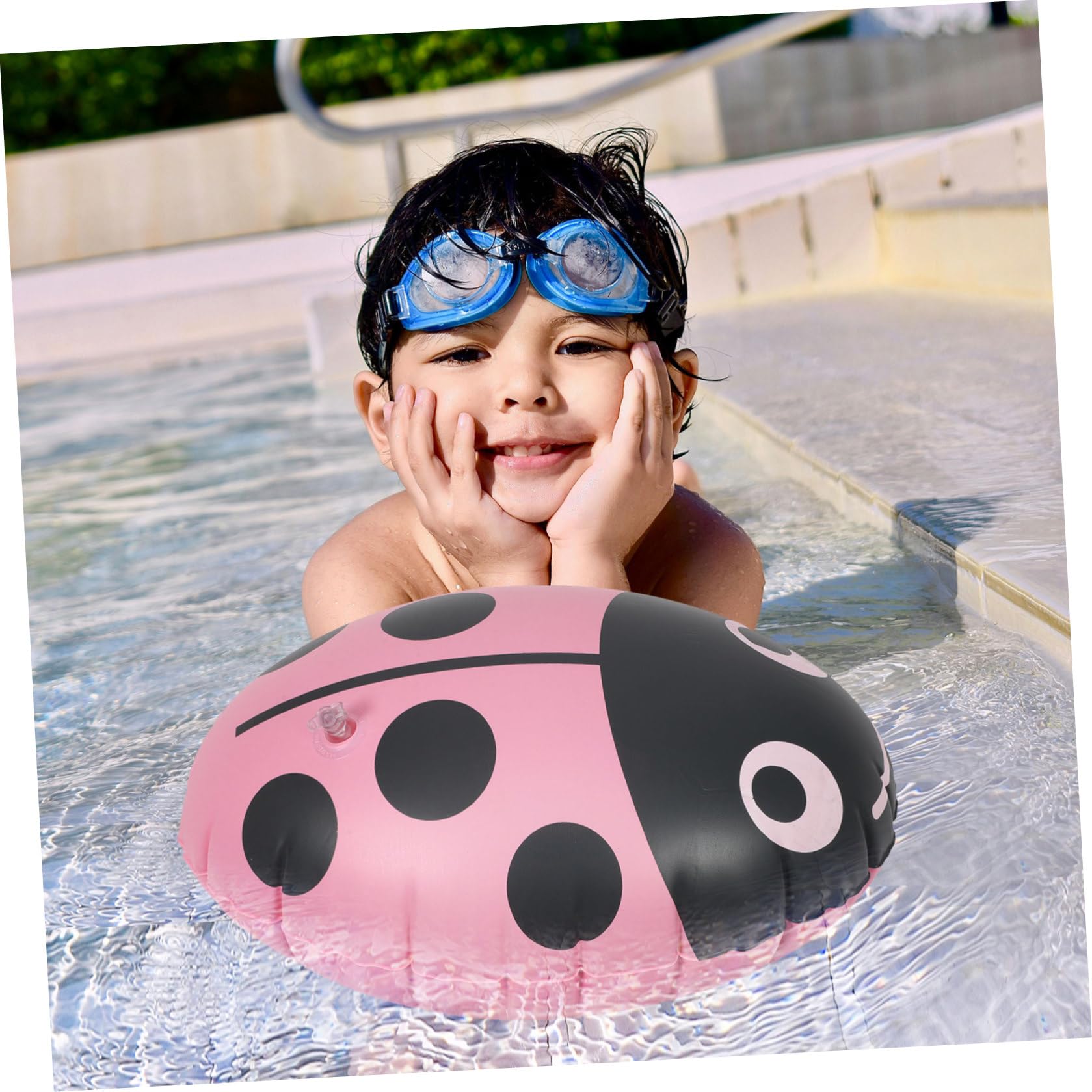Boa da Nuoto Gonfiabile Doppio Airbag Spesso Design Coccinella, Galleggiante per Principianti per Vacanze Estive e Sicurezza in Piscina