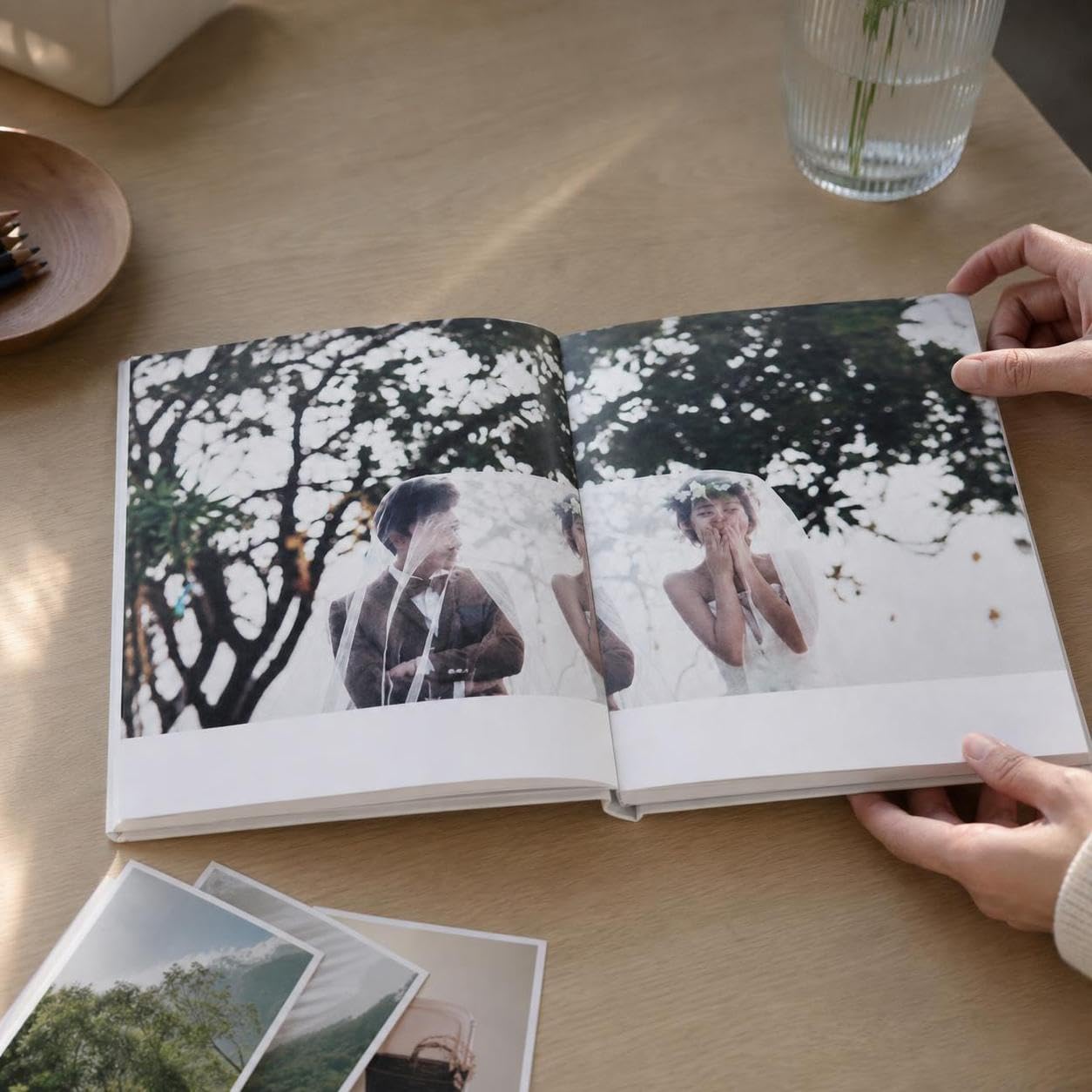 Hardcover Fotoalbum Minimalistisches, Aus Papier | für Hochzeit - | - Jubiläum | geklebte Bindung, kratzfest, für, 40 Seiten, minimalistisch, 12 Zoll (28,5x21 cm)