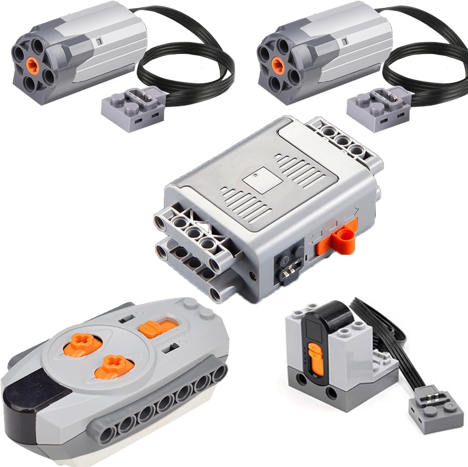 5-in-1 Motor Set Technic Motorized Kit Compatible with Lego: Power Function Battery Box, Technic Remote Control, Electric Motor, Engine Parts, Train Battery Pack, Remote Control (5 Sets)