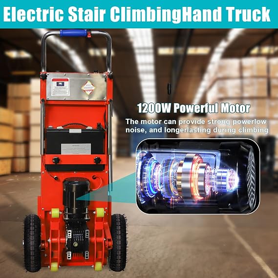 880lbs Electric Stair Climbing Hand Trucks Dolly Cart for Moving Heavy Objects (2024 New Orange)