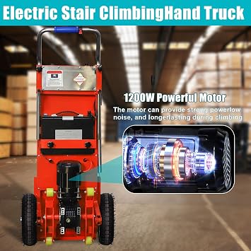 880lbs Electric Stair Climbing Hand Trucks Dolly Cart for Moving Heavy Objects (2024 New Orange)