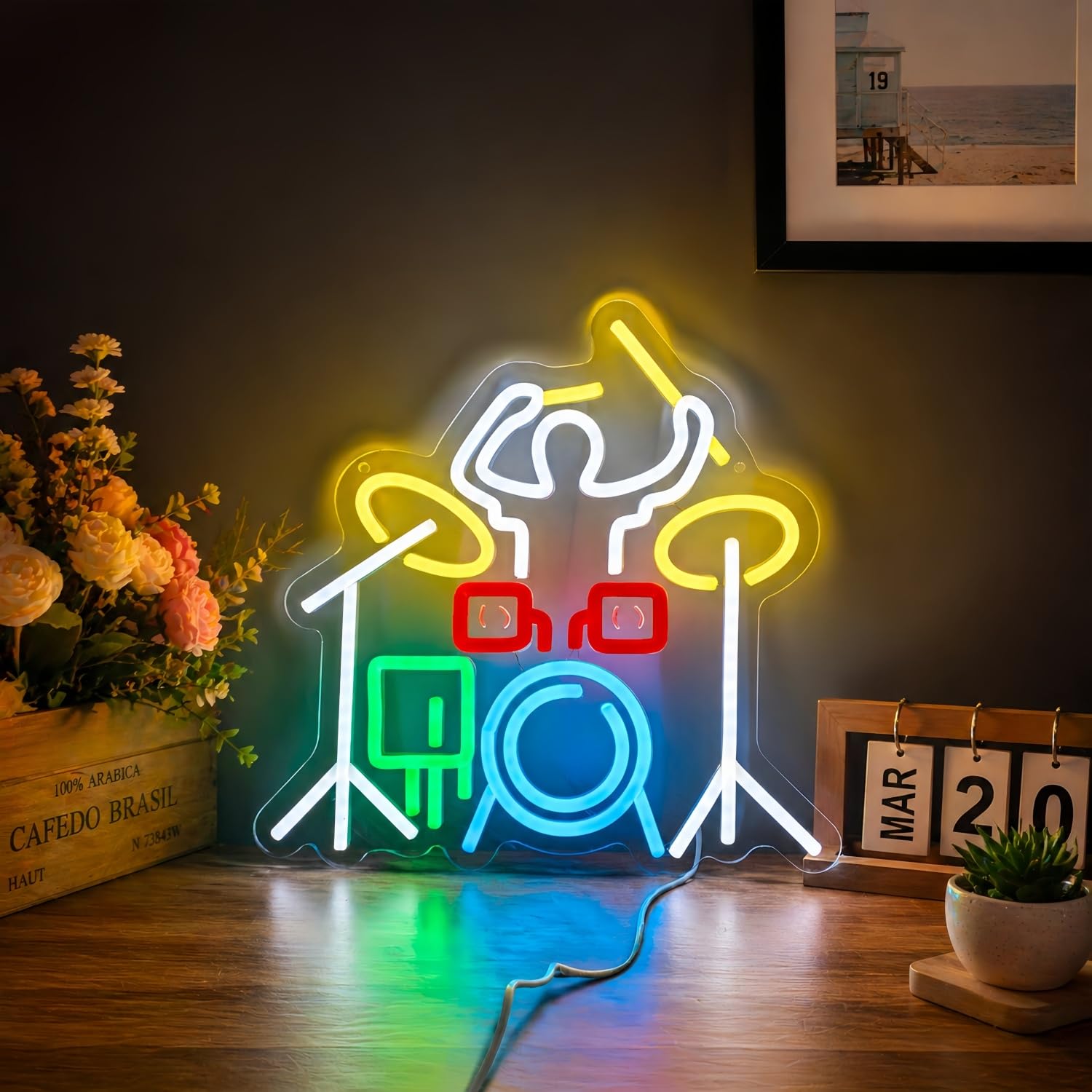 Drummer Neon Light Drum Band Player LED Sign