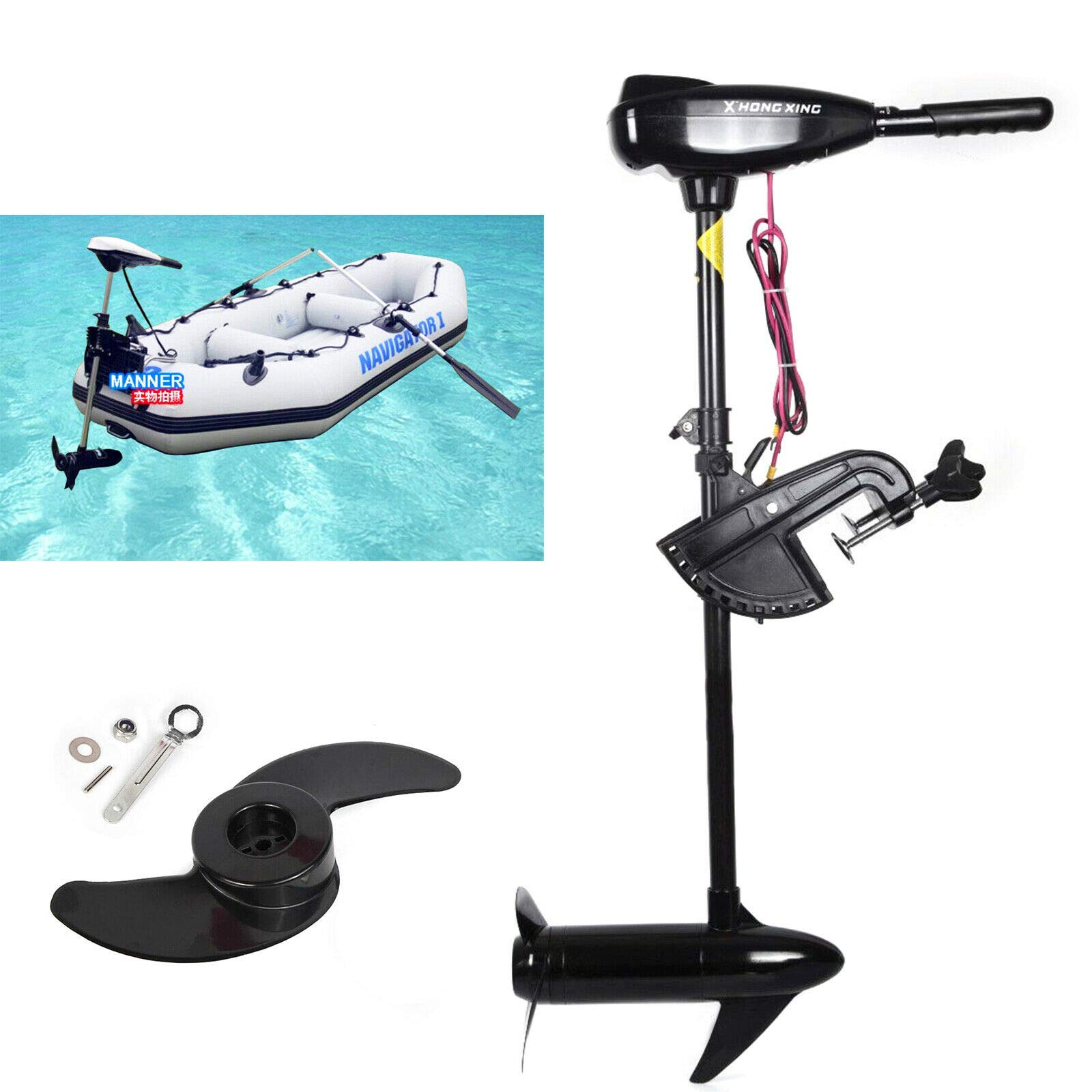 Motore Fuoribordo Elettrico 12V 80 Lbs - Per Gommoni, Kayak E Barche Piccole, 800W, 5 Marce Avanti/3 Retro