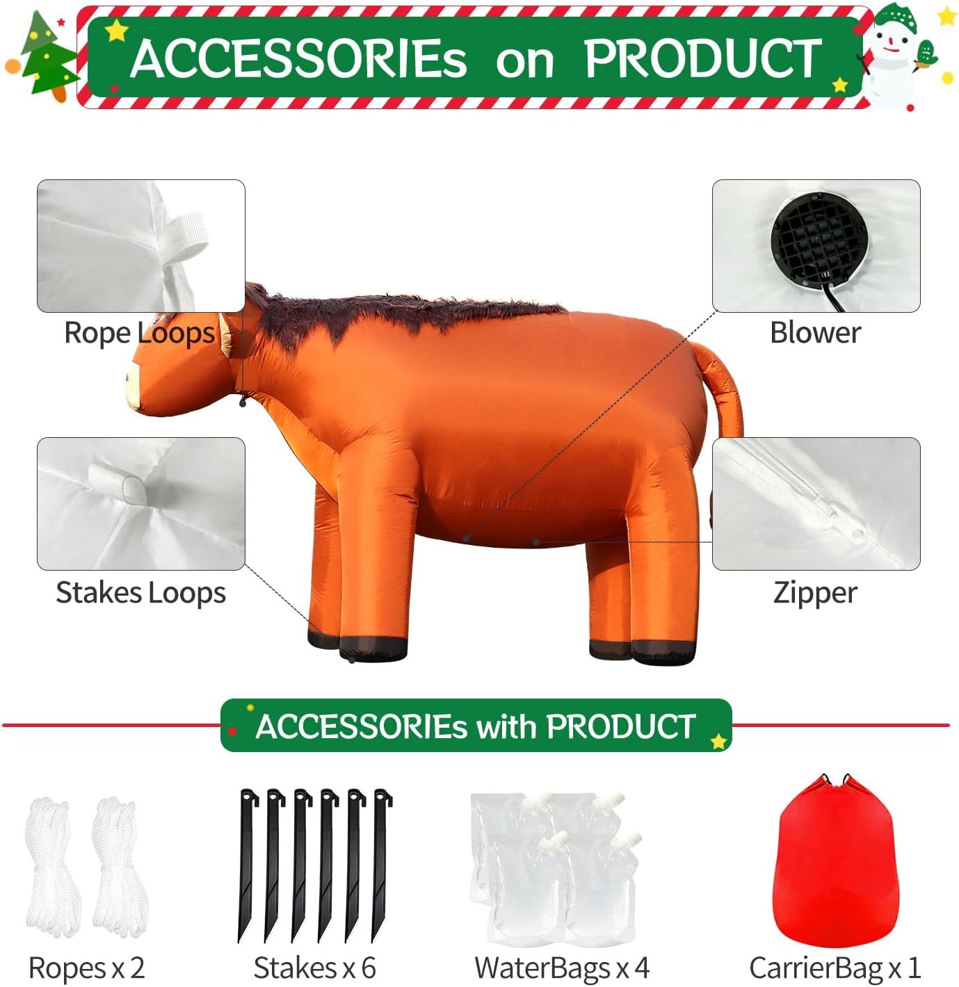 DomKom 8FT Highland Cow Inflatables Christmas Spring, Farm Ranch Blow up Animals Cute Highlander Cattle Calf, Decorations Outdoor Yard Built-in LED Lights Giant Big Large Decor Party Lawn Outside