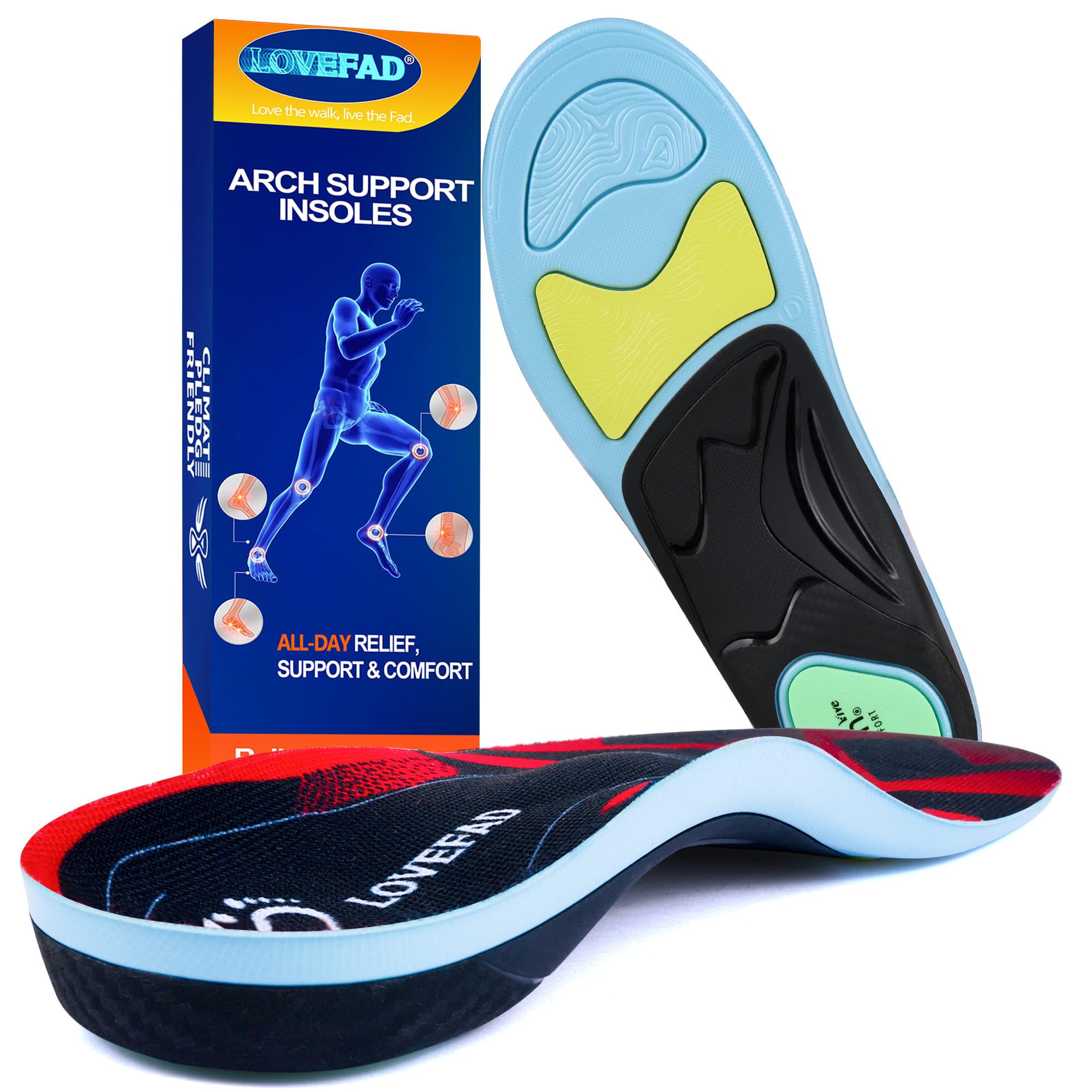 Arch Support Shoe Insole Insert Orthotics for Men Women Feet Stand All Day