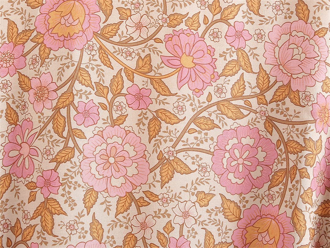 Kimono de plage en rayonne de coton pour femme Motif floral, Comme indiqué sur la photo, M