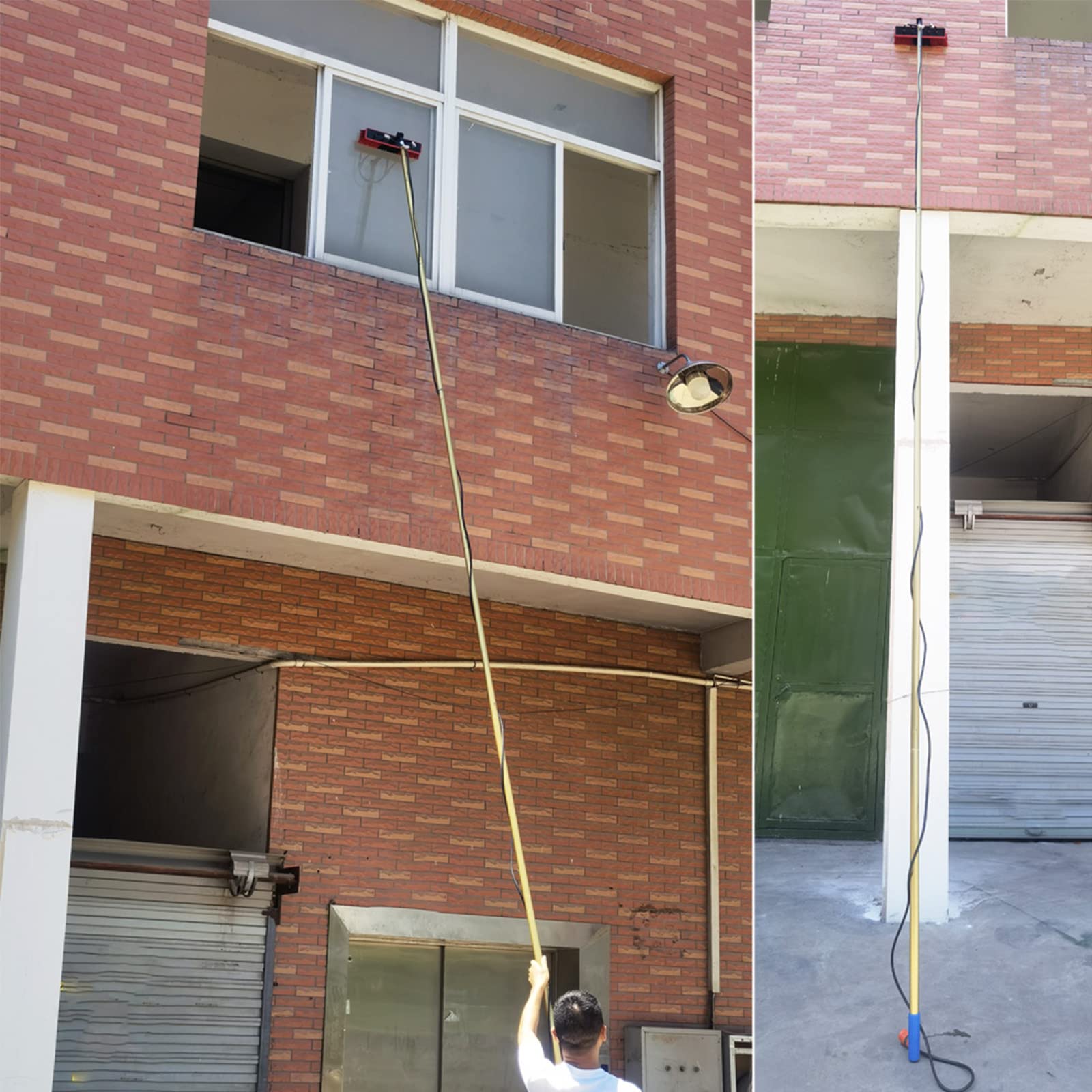 Limpiador fotovoltaico, pértiga para Limpiar Ventanas, Kit de pértiga con Suministro de Agua, Cepillo para Limpiar Ventanas con Mango extendido y Manguera de Agua, Kit de