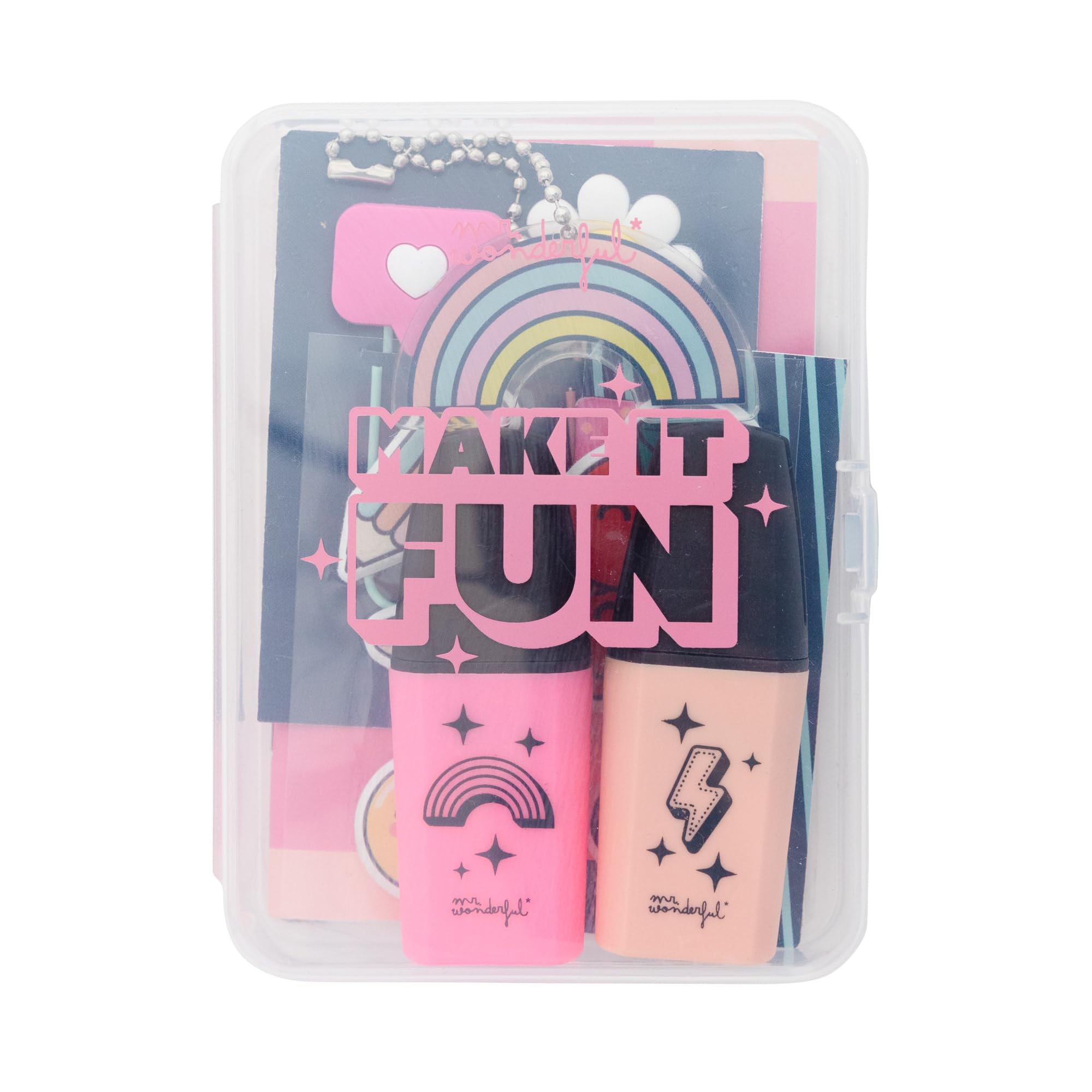 Mr. Wonderful Kit to Decorate Your Diary 2025 - Make it Fun - Includes 4 Embossed Stickers and 2 Mini Highlighters