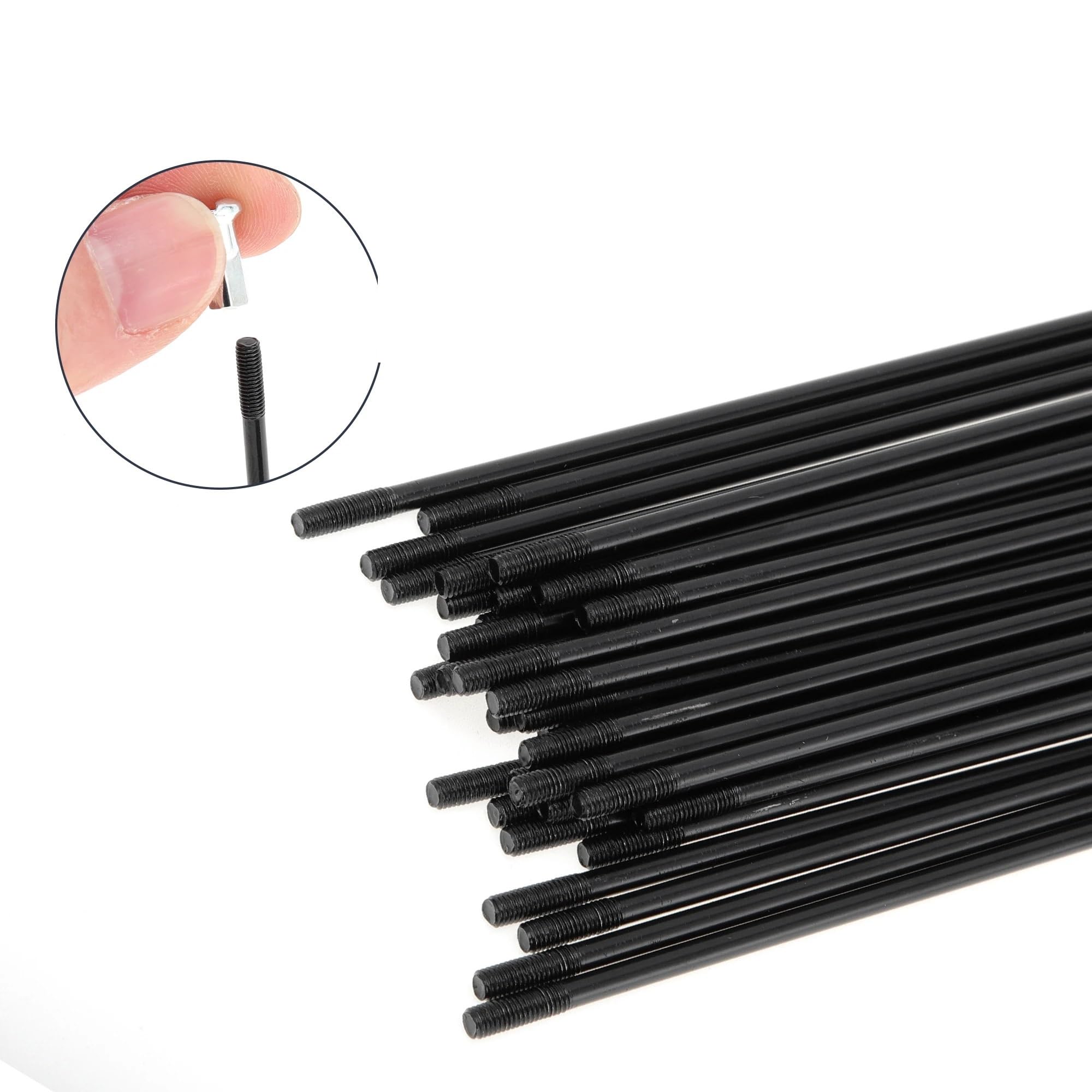 Fahrradspeichen 1 Set Universal Fahrrad Speichen 12G 67mm-247mm Länge Rad Nippel Schwarz Carbon Stahl leicht zu ersetzen Speichen(36pcs-203mm)