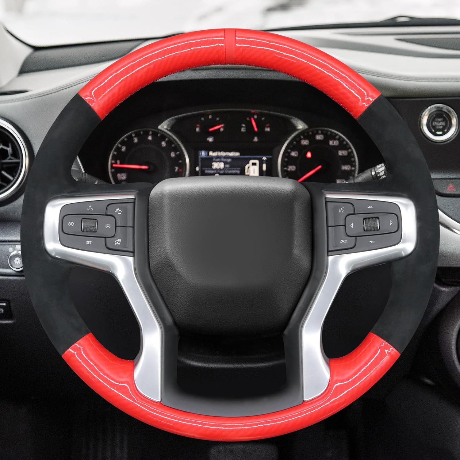 MEWANT Steering Wheel Cover for Chevy Silverado 1500/2500/3500/Blazer/Suburban/Tahoe Silverado Accessories Steering Wheel Wrap