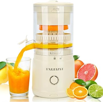 Electric Citrus Juicer, Rechargeable Orange Juicer Squeezer with USB-C, Portable Lemon Juice Squeezer for Oranges, Lime, Grapefruit, High Juice Yield, Easy to Clean & Use, Double-Press to Start