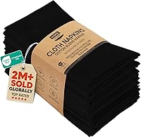 Utopia Kitchen Black Cloth Napkins 12 Pack 18x18 Inch - Absorbent Cotton Poly Blend, Washable Reusable for Dinner, Weddings, Restaurants