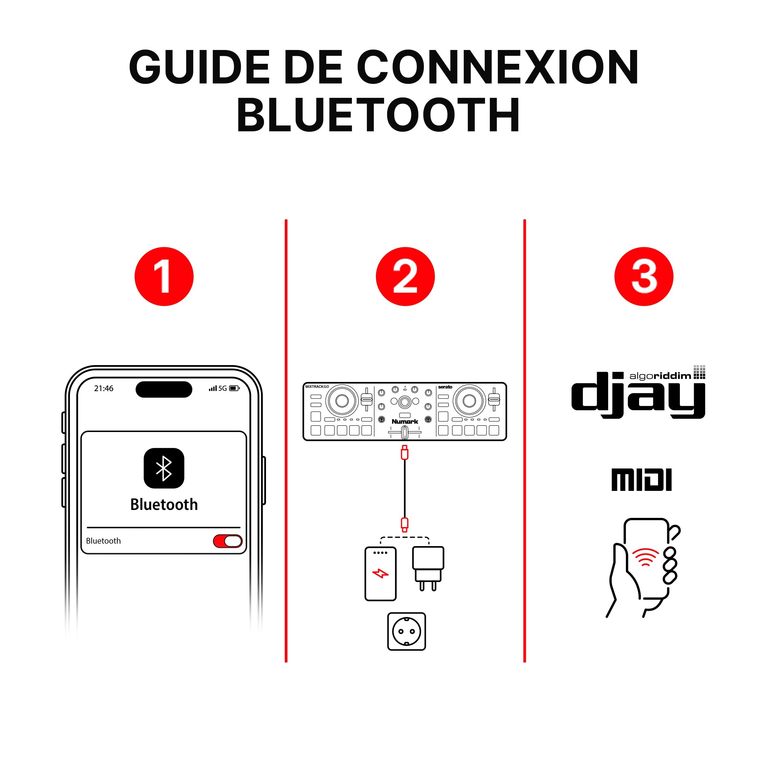 Numark MixTrack Go Controleur DJ Bluetooth Compact avec Stems