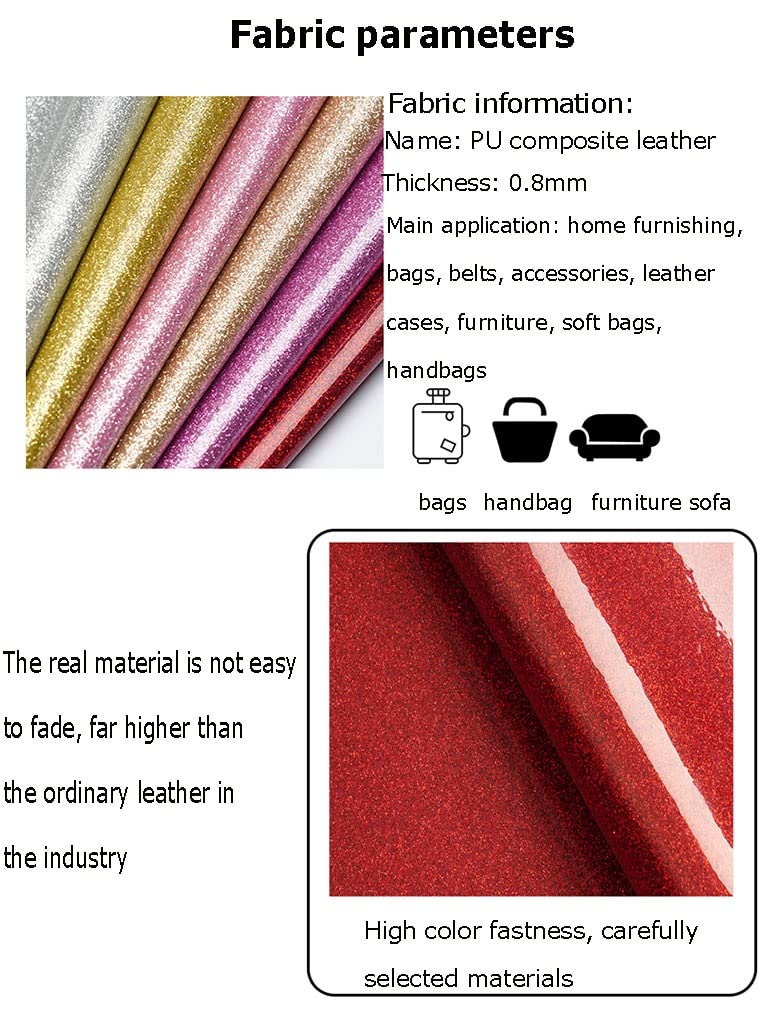 Glänzende Kunstleder-Rolle, 100x 138cm, verspiegelter Glitzer, Kunstleder, für Schleifen, Ohrringe, DIY-Nähprojekte(Farbe:Gold,Größe: 1.38x1m/4.53x3.28ft)(Pink,1.38X5m)