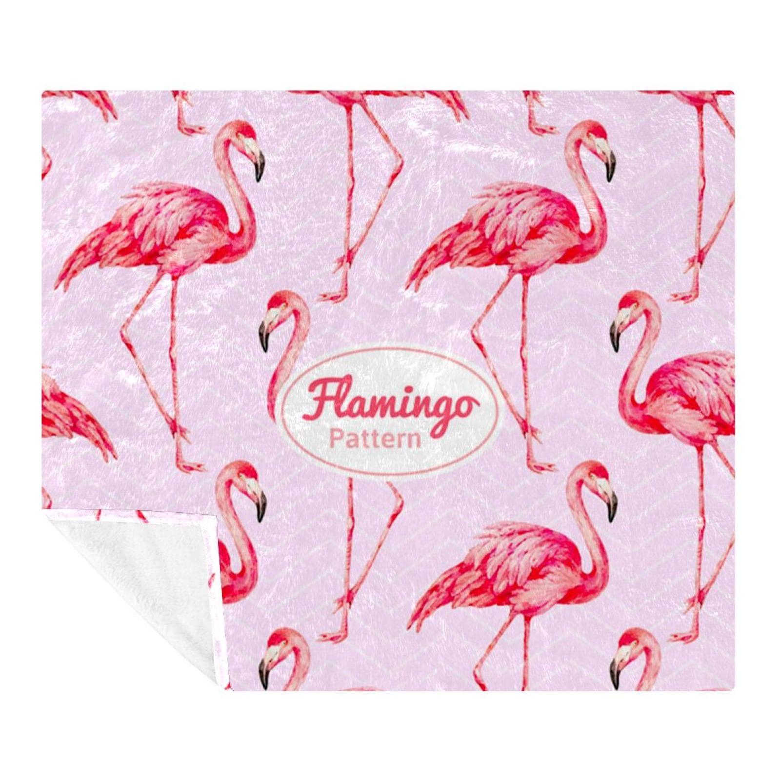 Couverture polaire flamants roses en microfibre légère et douce, 150 x 130 cm