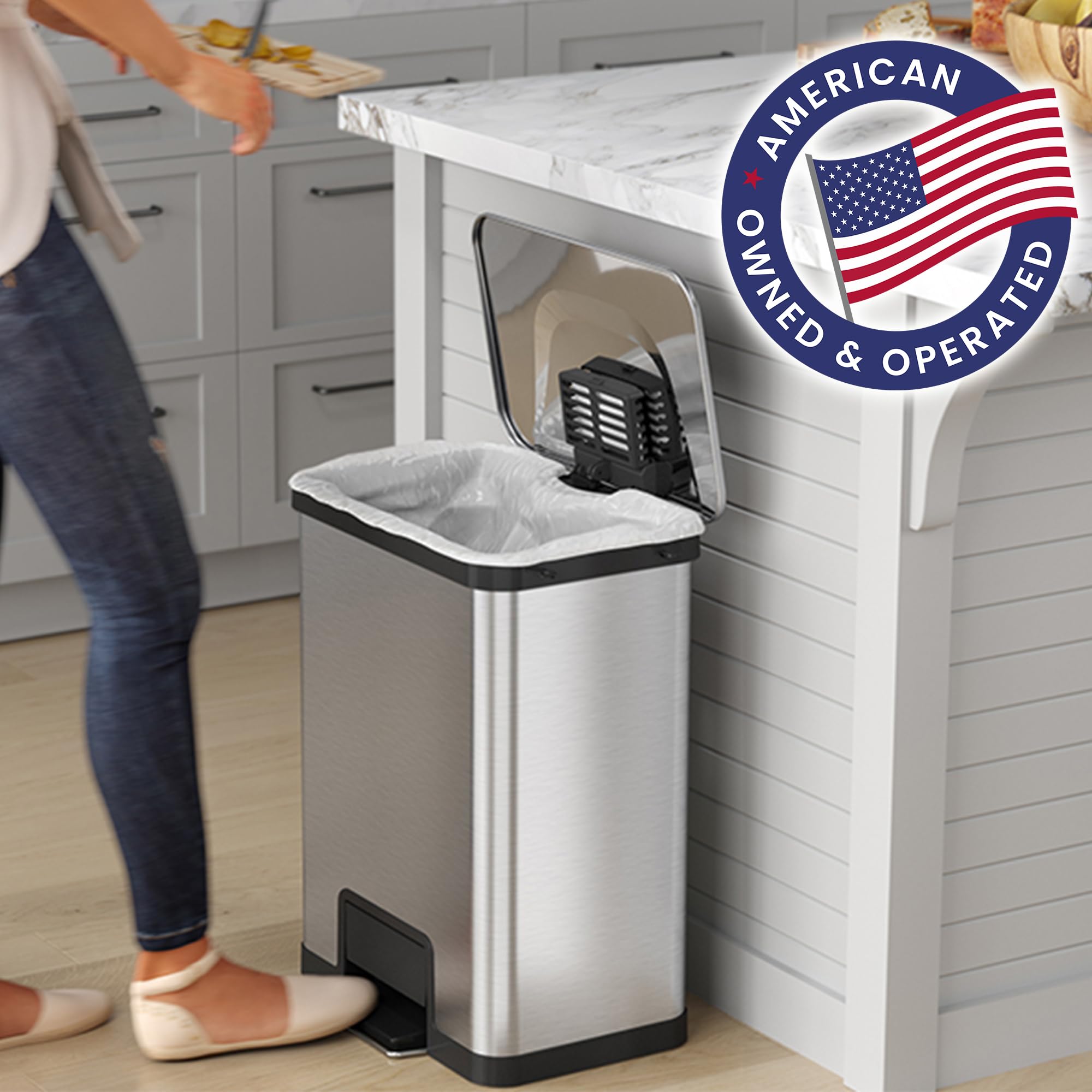Snapklik.com : iTouchless Airstep 13 Gallon Step Pedal Kitchen Trash Can