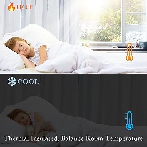 Vista 29 de PONY DANCE Cortinas decorativas para niñas, cortinas decorativas para niños, cortina de doble capa con volantes, superposición para oscurecer