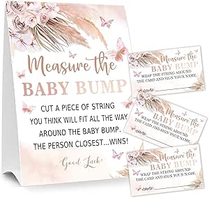 Baby Shower Games Measure The Baby Bump Pancarte How Big Is Mommy's Belly Fournitures De Fête, Panneau Sur Pied En Papier Kraft De 12,7 X 17,8 Cm Et
