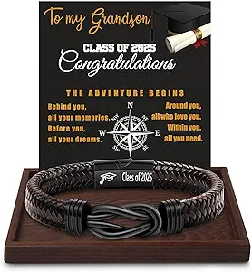 Inspirational Gifts for Men Morse Code Bracelets Mens Bracelets Graduation Gifts for Him Fathers Day Adjustable Leather Bracelet Motivational Birthday Annivesary Jewelry Stocking Stuffers for Men