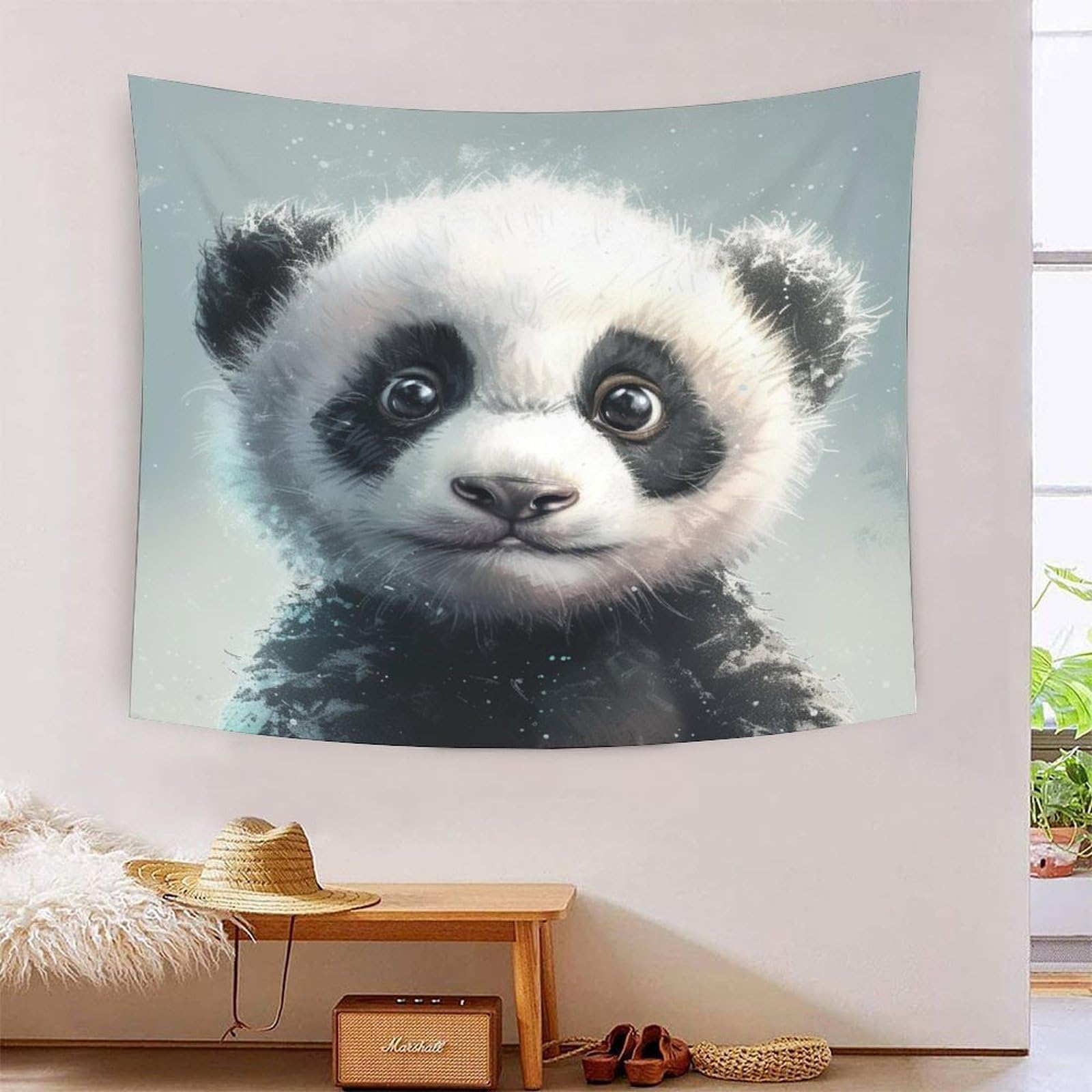 Couverture murale panda 3D KAYZTGSDA 180x230 en polyester doux - 7