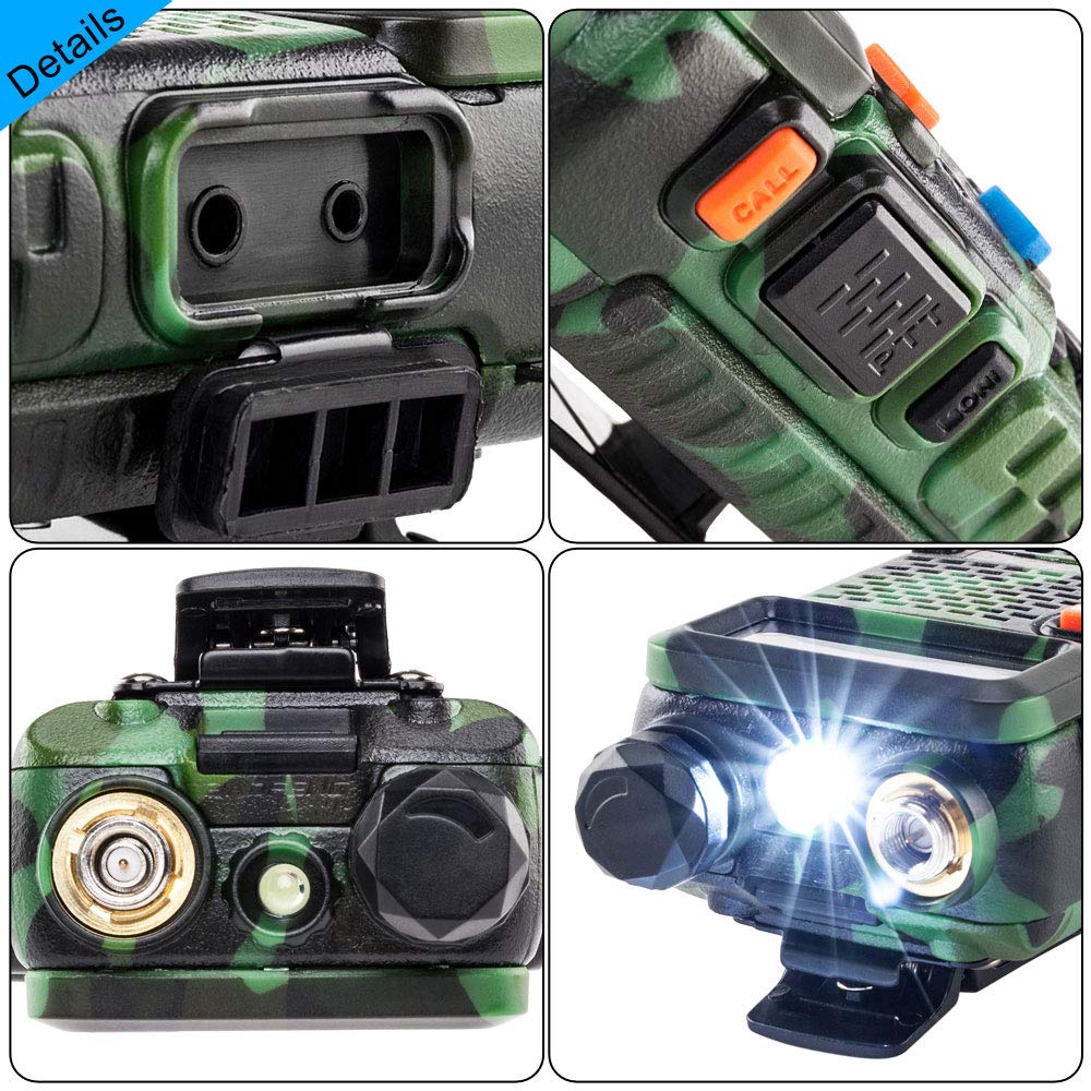 Bonnlo Talkie Walkie bi-Bande pour UHF VHF, Appareil Radio Longue portée avec Batterie 1800 mAh, Casque pour Adultes, Vert