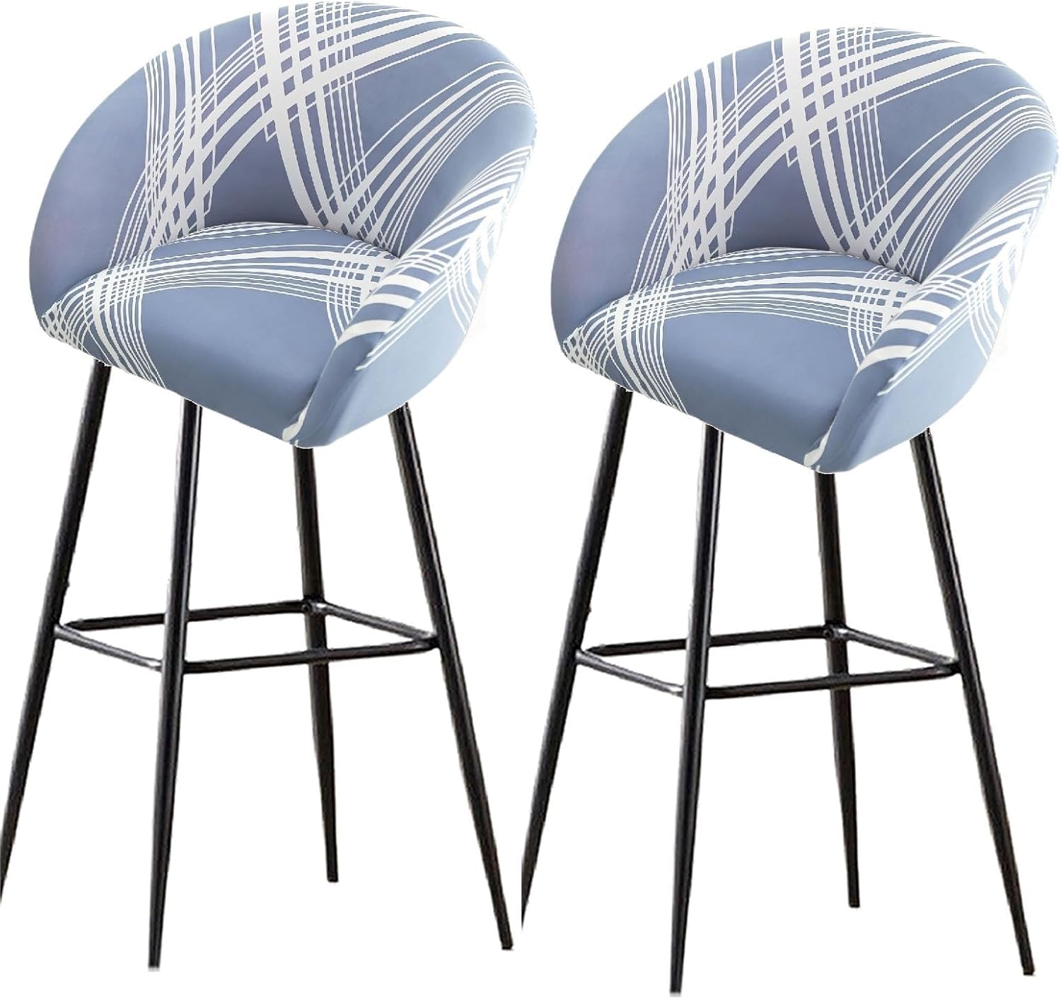 Bar Stools Cover,Short Back Chair Cover, Swivel Chair Slipcovers with Back, Stretch Bar Stool Chair Slipcovers with Round Backs Arms Curved Accent,Counter Bar Stool Cover for Armchair,Kitchen(H14,2PCS