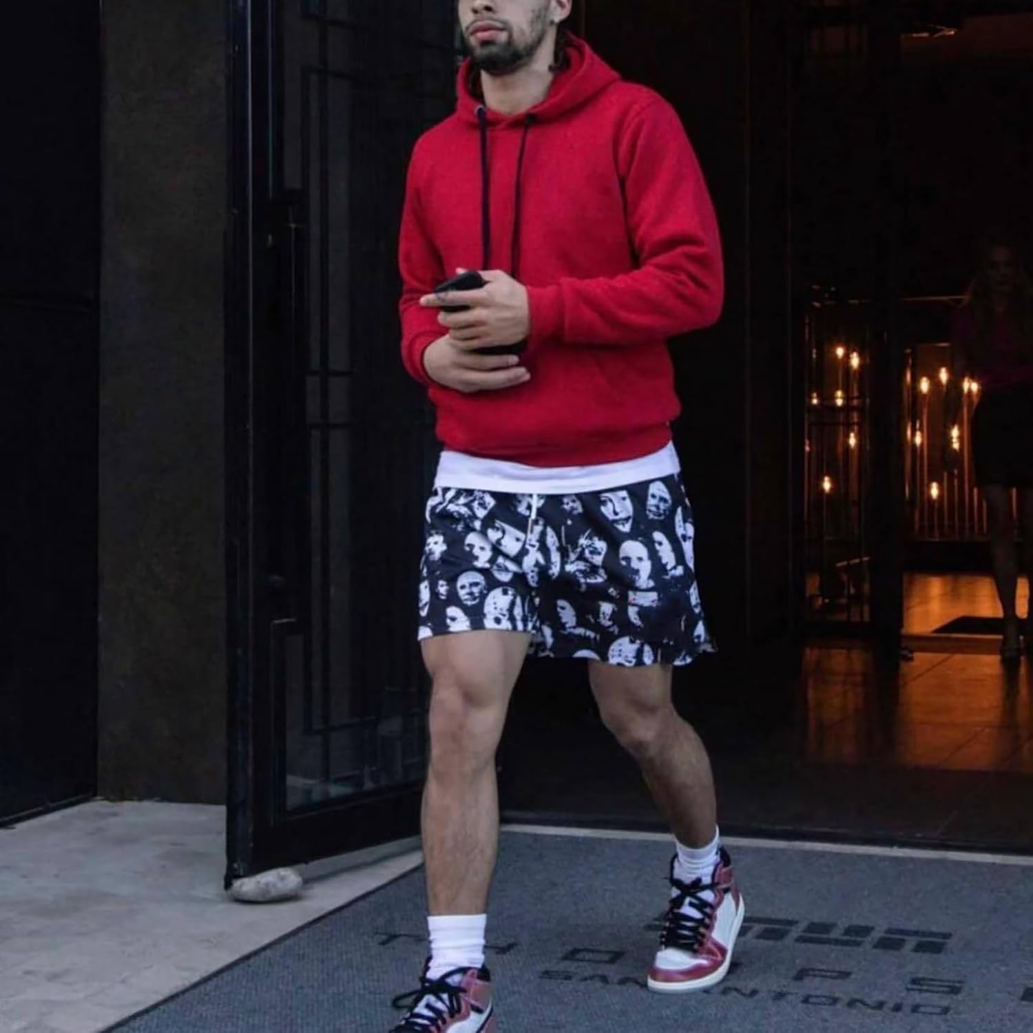 DIOTSR Mens Graphic Print Shorts Cool Mesh Basketball Shorts Casual Flat Front Shorts Summer Drawstring - Image 2