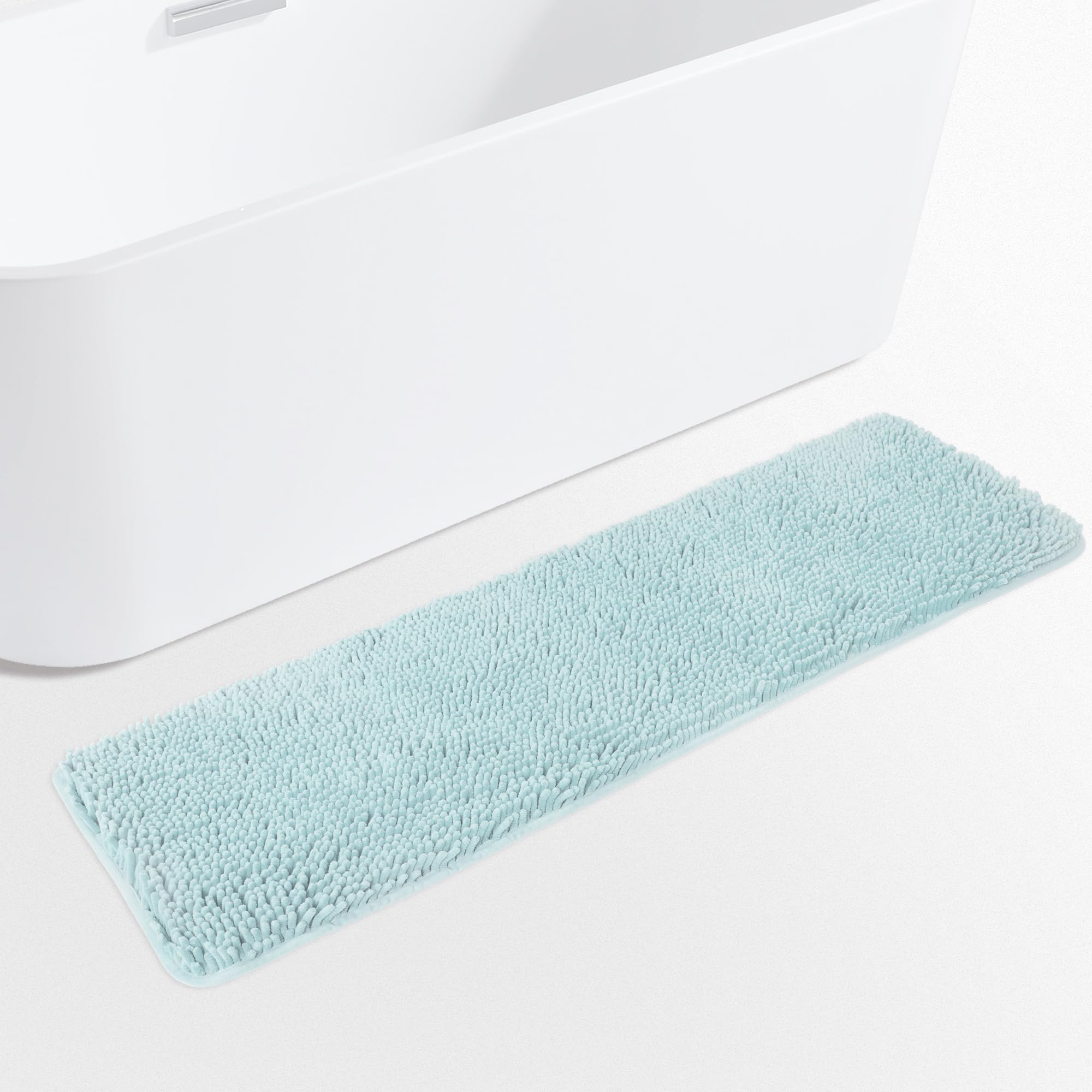 Yeaban Aqua Bathroom Rug 17"x47",Thick Chenille Bath Mats,Absorbent and Washable Bath Rug Non-Slip, Extra Soft Rugs for Bathroom Floor,Tub,Shower and Sink — image 1