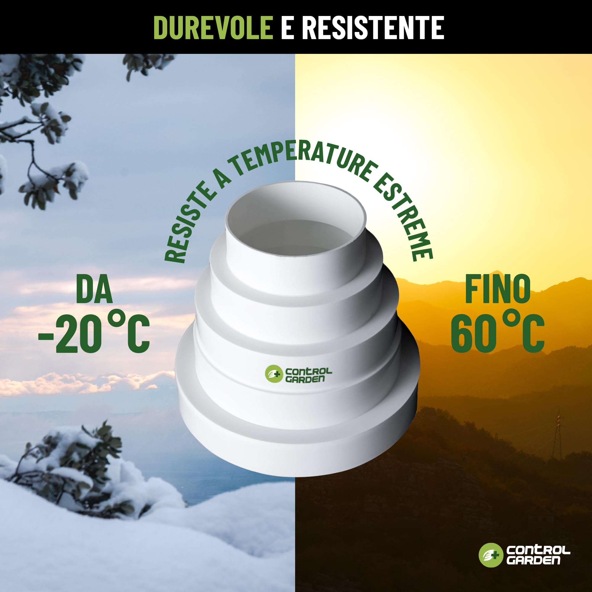 CONTROL GARDEN Riduttore Universale per Sistemi di Ventilazione - Raccordo Connettore per Condotti di Ventilazione Diametro Ø 80 100 120 125 150 mm - Riduttore Tubo Bianco