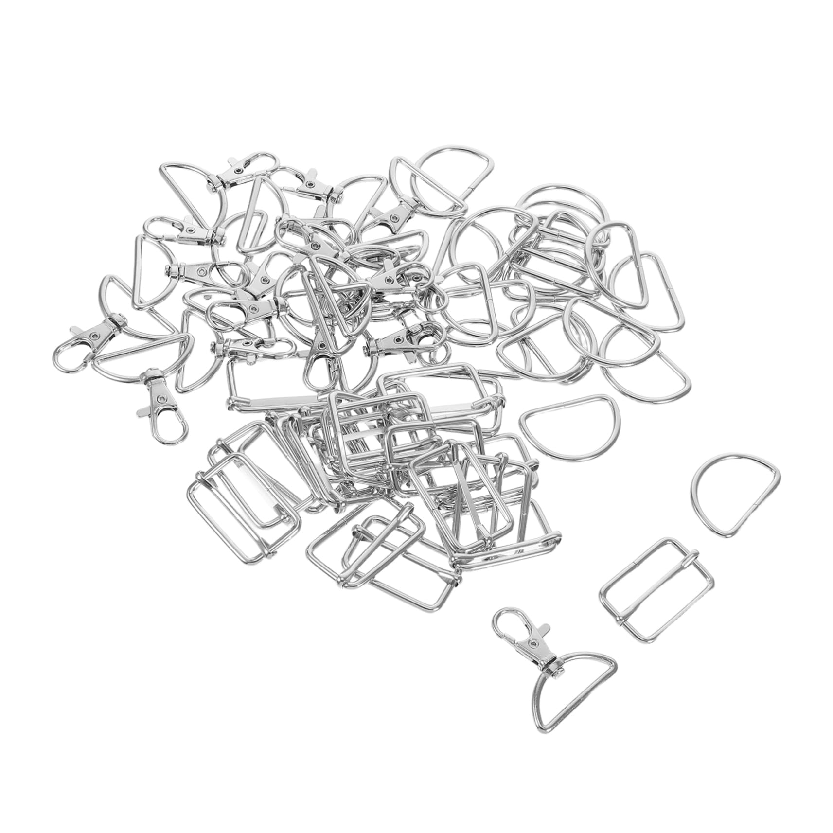 Boucles Métalliques D Ring pour Sangles de Sac - Lot de 60 Pièces Ajustables Argentées
