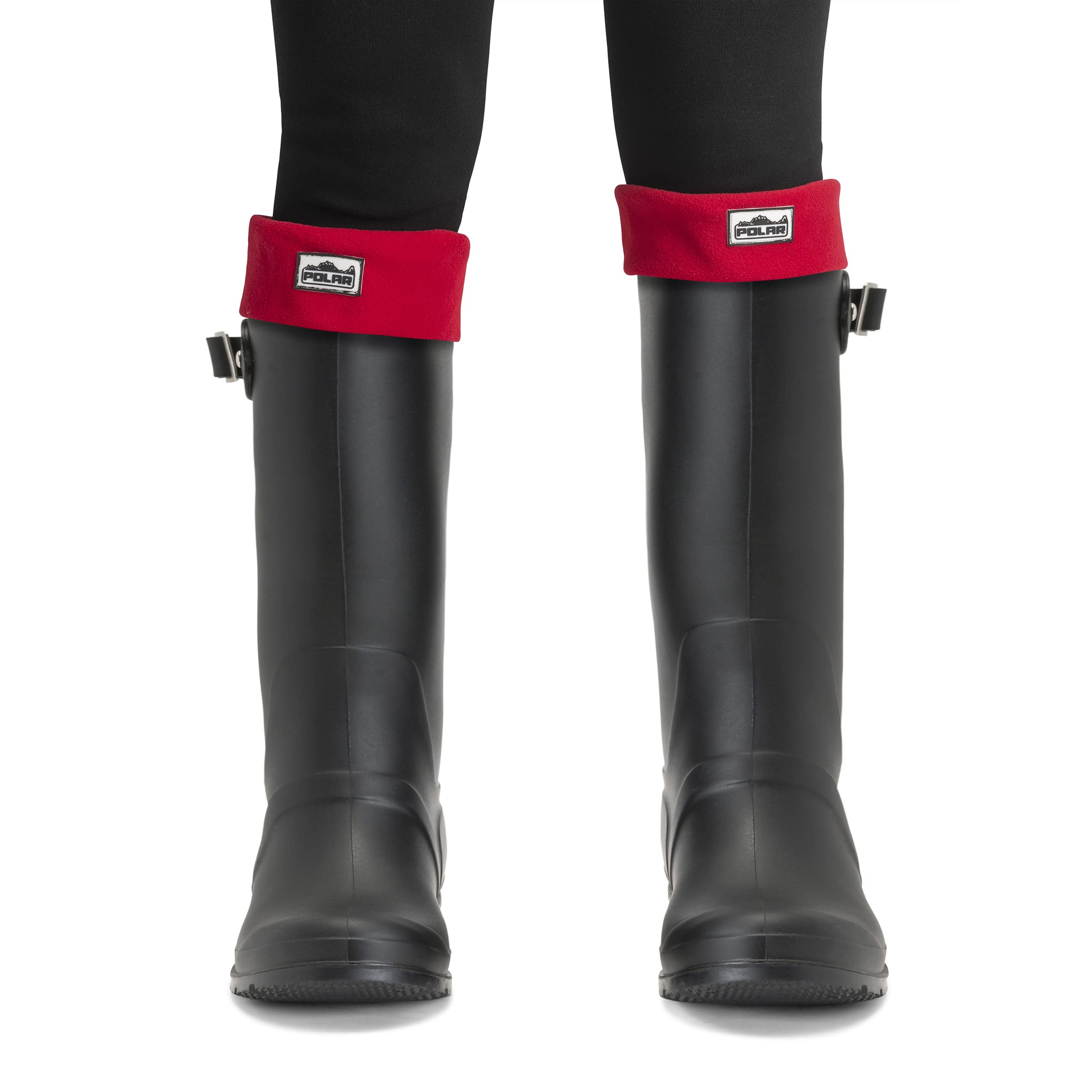 Polar Womens Thermal Fleece Welly Wellington Boot Warm Cosy Soft Wellie Socks - Red - M