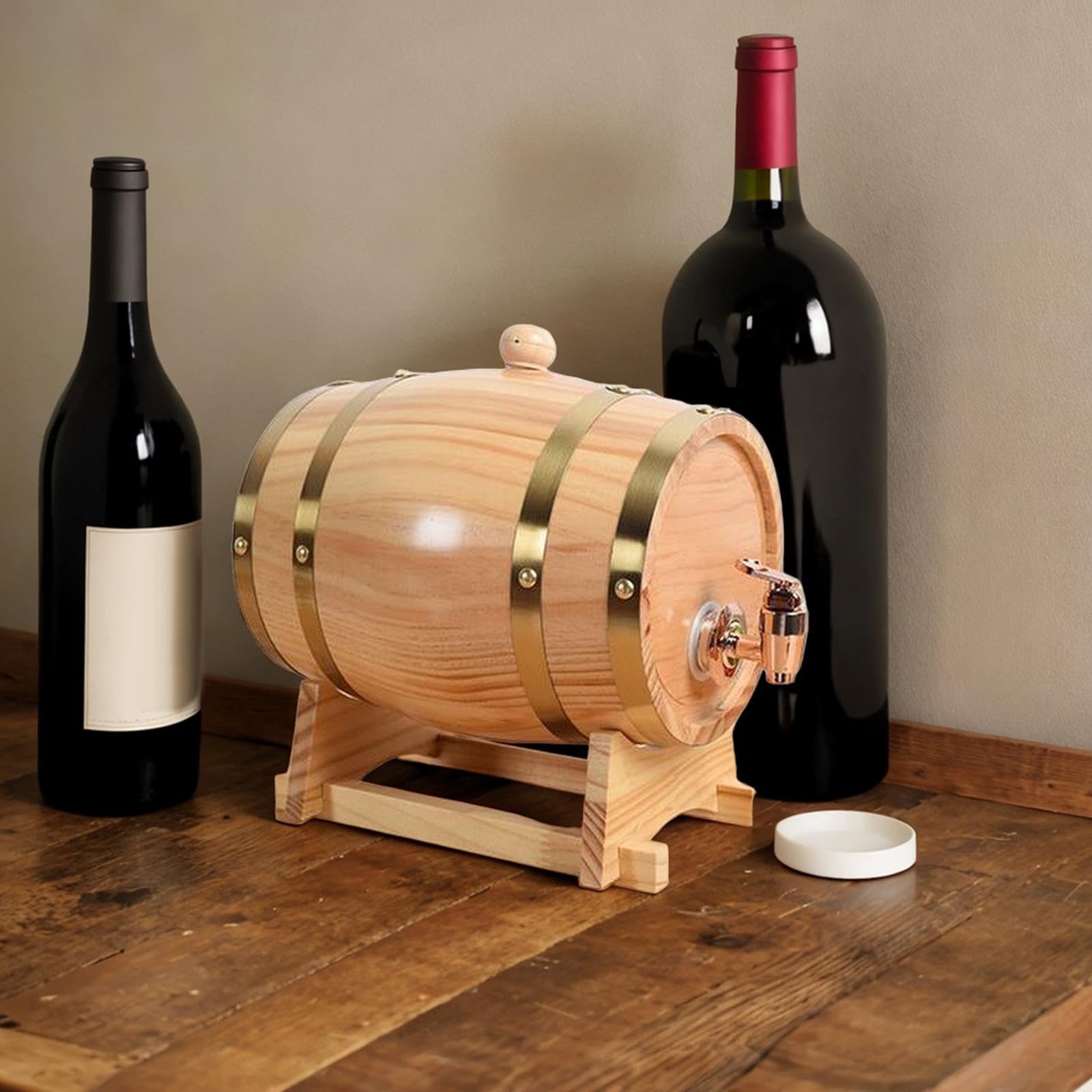 Dispensador de Barril de Whisky, Barril de Vino de Roble, Equipo de Almacenamiento de Cerveza de Madera, Barril de Vino de Madera Barril de Vino, 3L