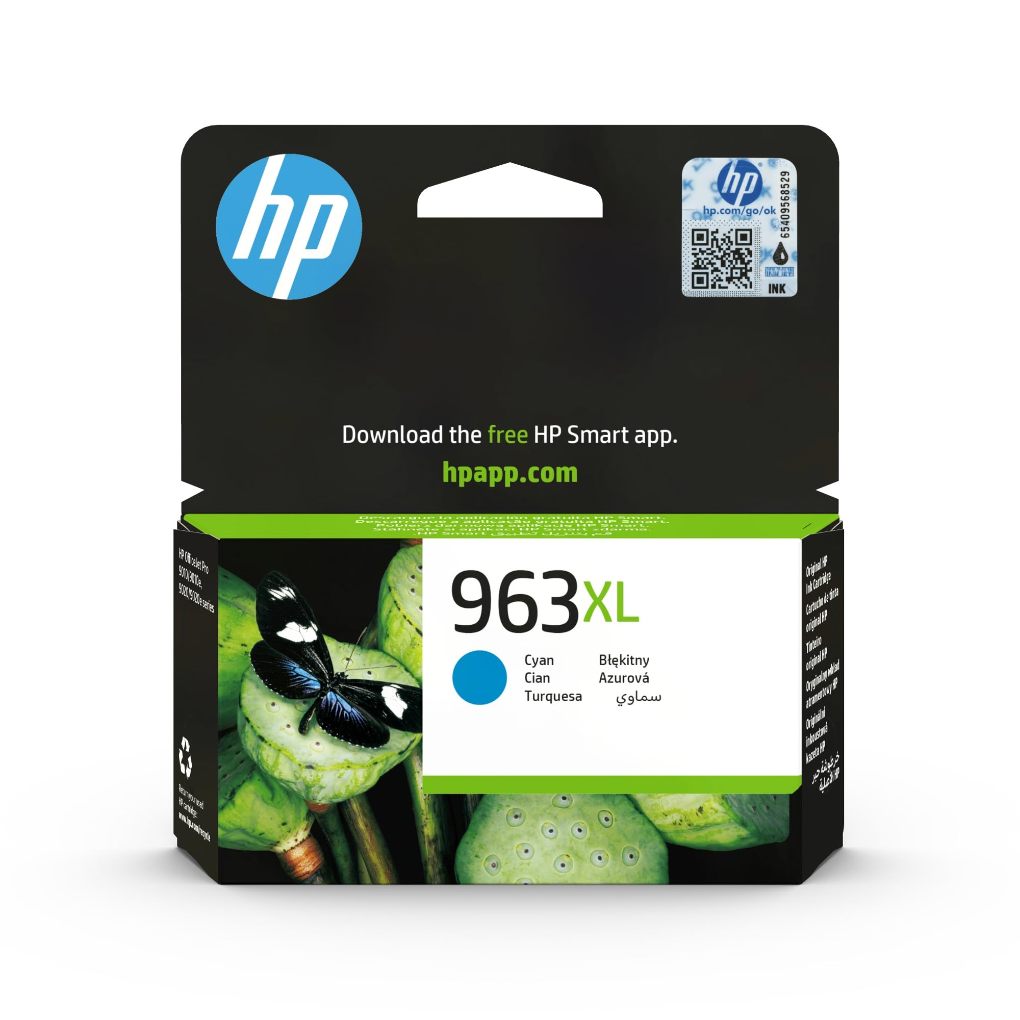 HP 963XL Cian, Cartucho de Tinta Original, Alta Capacidad | Compatible con OfficeJet Pro 9010/9010e, 9020/9020e, 1600 páginas (3JA27AE)