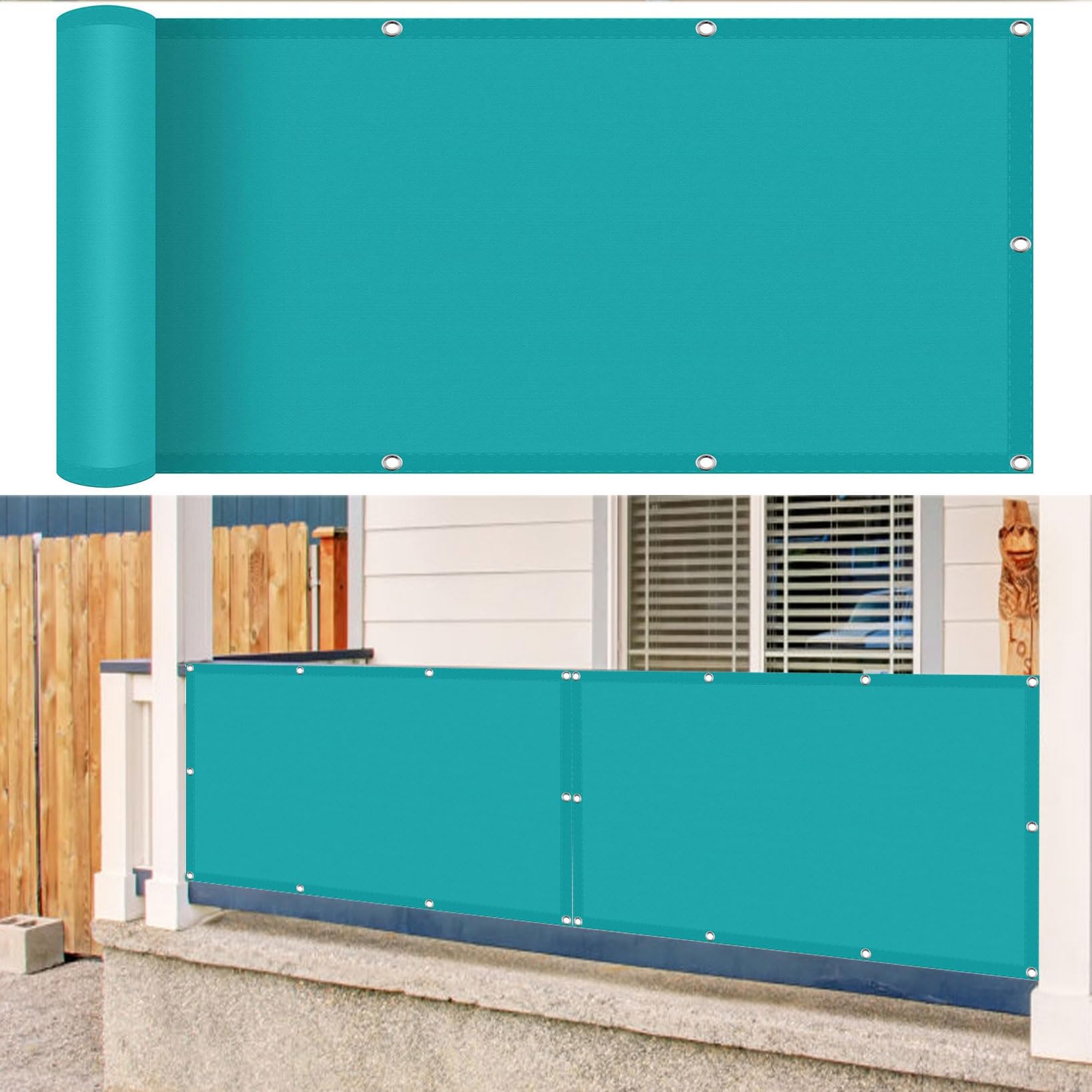 Balcony Privacy Screen Waterproof 100 x 110 cm Polyester, Uv-Resistant Privacy Screen Fence Shade Net Cover with Holes and Cable Ties Fence Screen for Balcony and Patio, Sky Blue — image 1