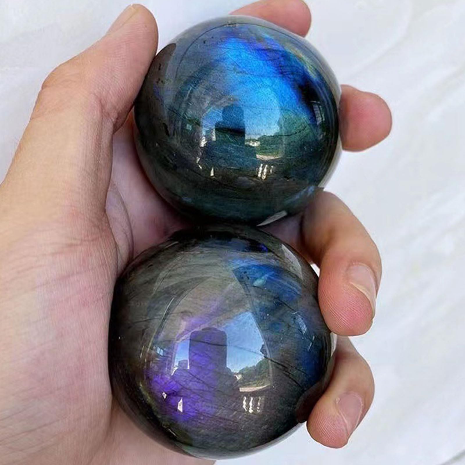 Esferas de Cristal, Esfera de labradorita Natural con Soporte(Diameter 70mm)