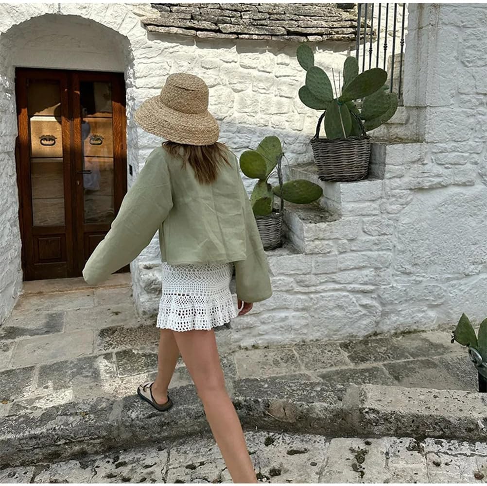 Bow Tie Front Tops for Women Casual Lace Up Bow Shirts Hollow Out V Neck Long Flare Sleeve Blouses Tops - Image 6