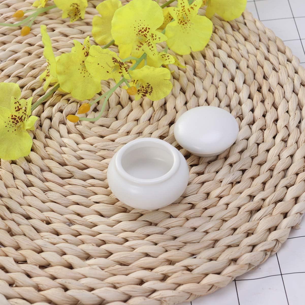 UPKOCH Mini Ceramic Cosmetic Jar with Lid 1.8 Oz Porcelain Storage Container for Creams Lotion Travel Portable Sealed Makeup Bottle