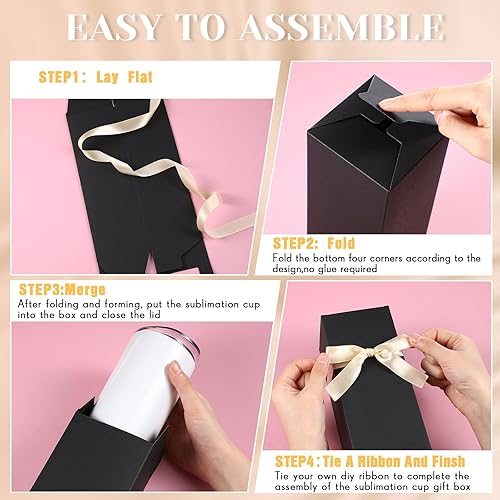 Miniatura 4 de Qilery 24 cajas de regalo para vasos de sublimación, caja de regalo con cinta para 12 onzas, 20 onzas, 30 onzas, prensa de calor, vasos de