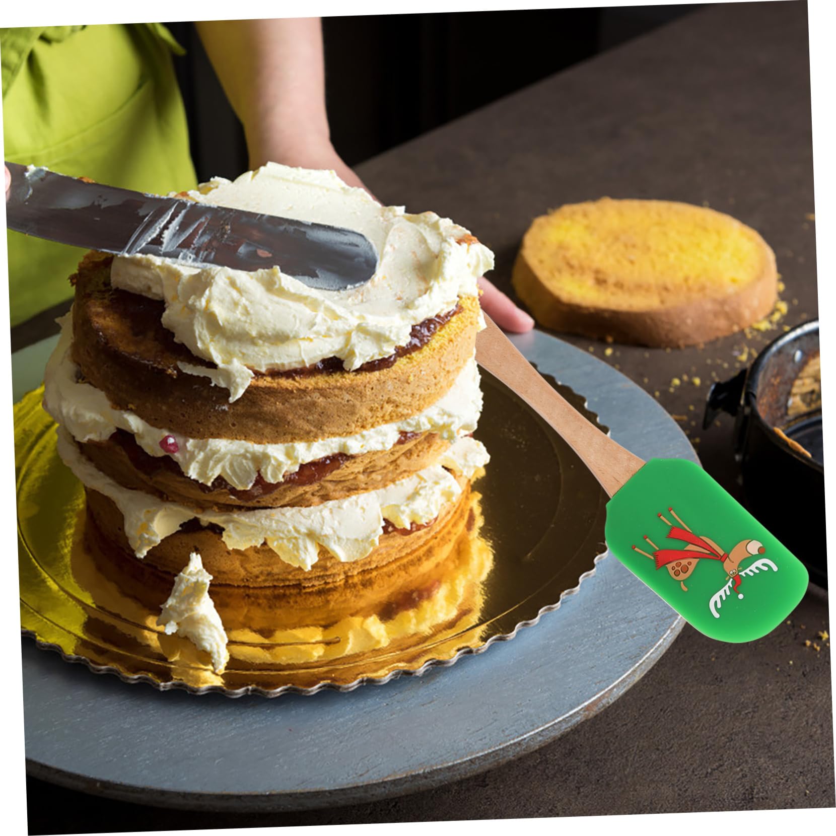LABRIMP 4piezas Espátulas De Silicona Para Pasteles Utensilios De Cocina Antiadhesivos y Livianos Diseño Navideño Herramientas Prácticas Para Mezclar Crema y Mantequilla