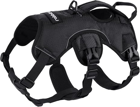 rabbitgoo Escape Proof Dog Harness Medium with Large Handle, Black