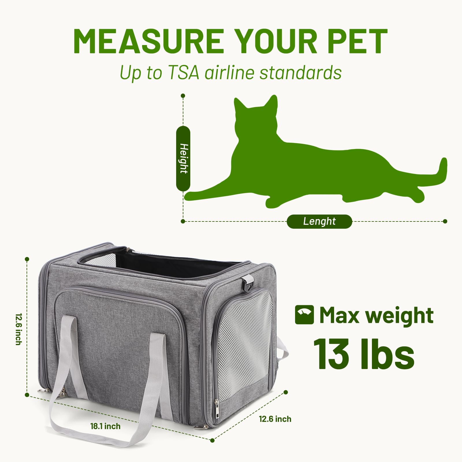 Cat Carrier, Expandable Pet Travel Carrier, Airline Approved Soft Sided Cat Travel Bag with Safety Belt，Adjustable Carry Handle & Shoulder Strap, Portable Cat Bag for Small Pet Dog Kittens - image 2