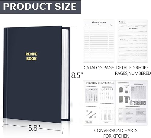 Miniatura 2 de Perfect Blank Recetas Book - Libro de recetas para escribir en tus propias recetas, organizar tus recetas, cubierta impermeable y cuaderno de