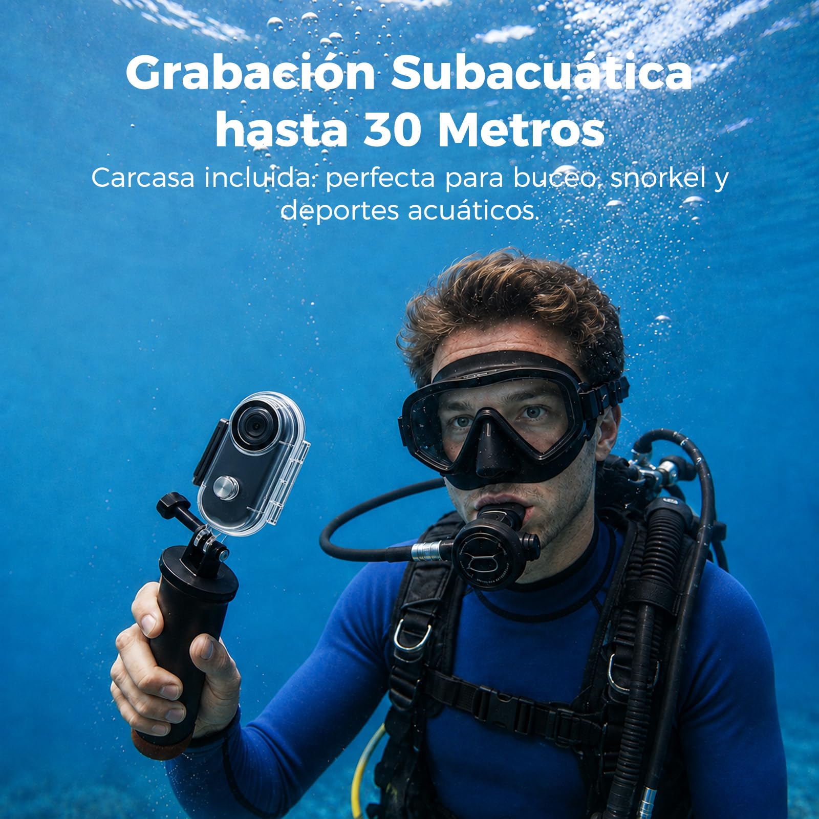 Zeerkeer - Mini Cámara de Acción con Lente Gran Angular de 120°, 1080p, Cámara Deportiva con Cordón Magnético, Clip de 360°, para Casco, Bicicleta, Motocicleta, Deporte al Aire Libre